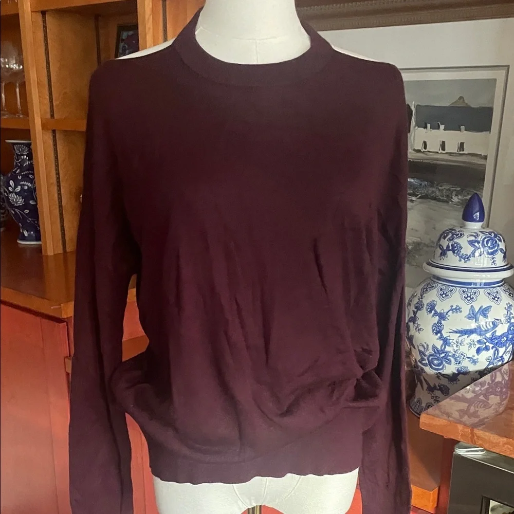 Splendid Burgundy Cold Shoulder Sweater Medium EUC - Picture 2 of 8
